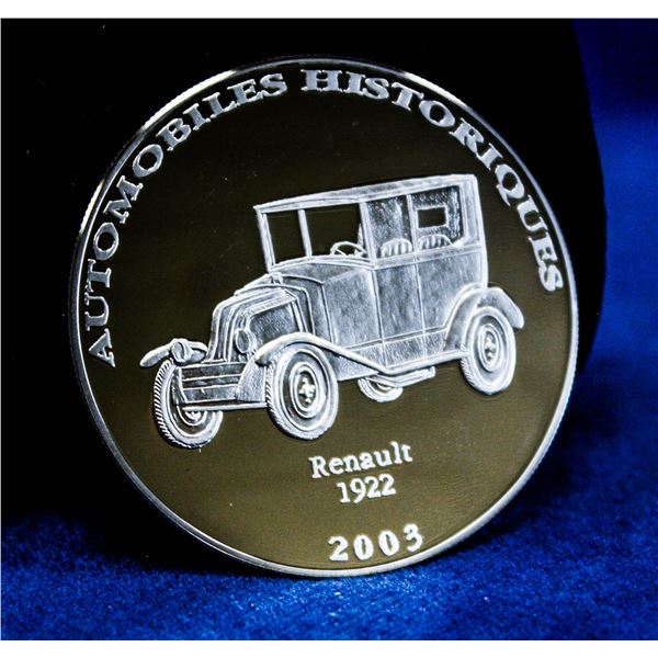 REP. CONGO, HISTORIC CARS .999 PURE SILVER 10 FRAN