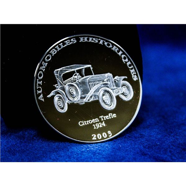 REP. CONGO, HISTORIC CARS .999 PURE SILVER 10 FRAN