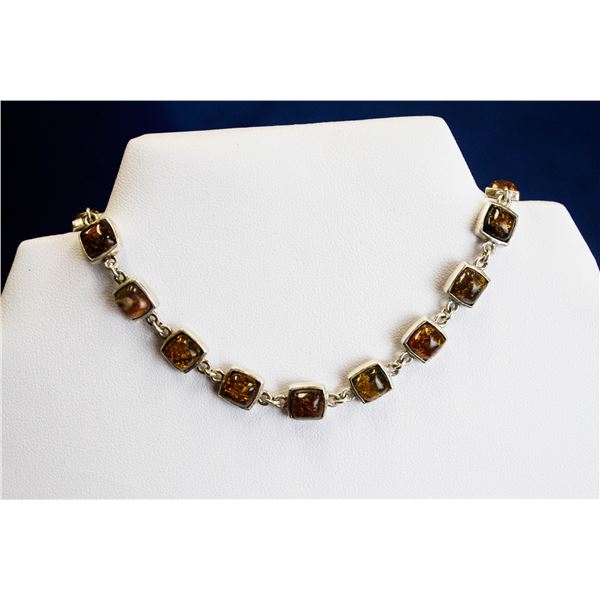 .925 STERLING SILVER AMBER BRACELET 7''