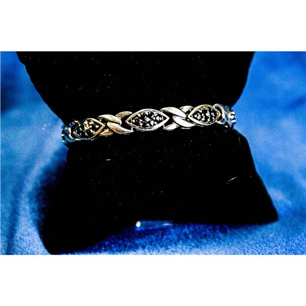 LARGE 7'' .925 STERLING SILVER BRACELET WITH INSET