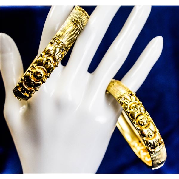 SET OF 2 INDIA GOLD FILLED BANGLE BRACELETS