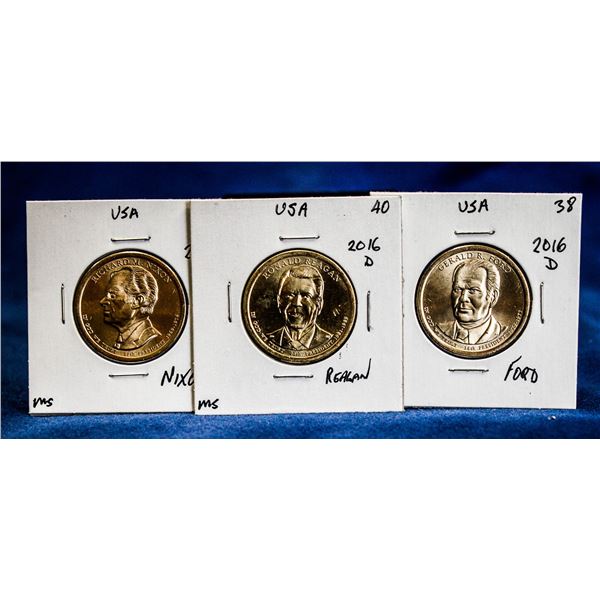 COMPLETE TYPE SET OF 2016 PRESIDENTIAL DOLLARS UNC