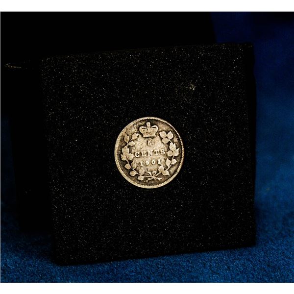 1901 VICTORIAN CANADA SILVER 5 CENT "FISHSCALE"