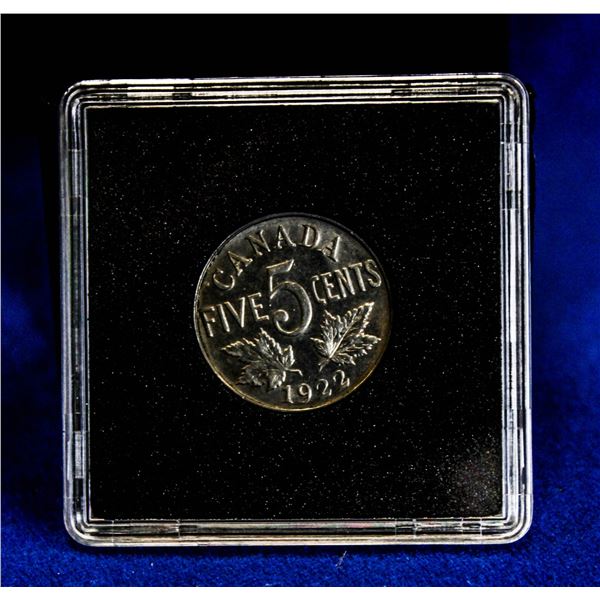 1922 CANADA NICKEL 5 CENT ABOUT UNCIRCULATED