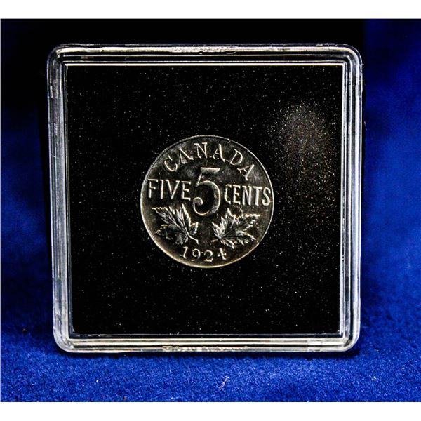 1924 CANADA NICKEL 5 CENT ABOUT UNCIRCULATED