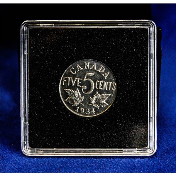 1934 CANADA NICKEL 5 CENT ABOUT UNCIRCULATED