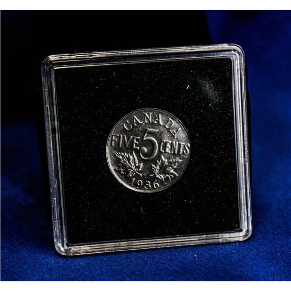 1936 CANADA NICKEL 5 CENT ABOUT UNCIRCULATED