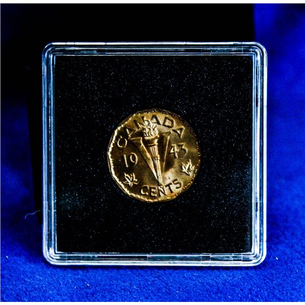 CHOICE UNCIRCULATED 1943 TOMBAC BRASS CANADA V NIC
