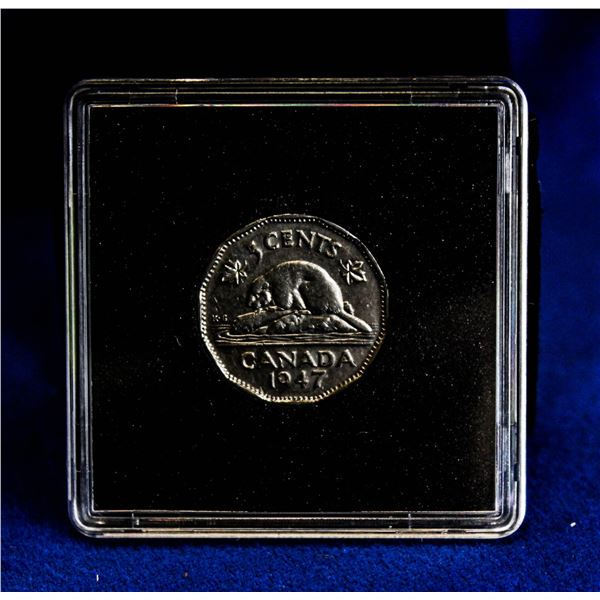 1947 DOT VARIETY CANADA NICKEL 5 CENT COIN