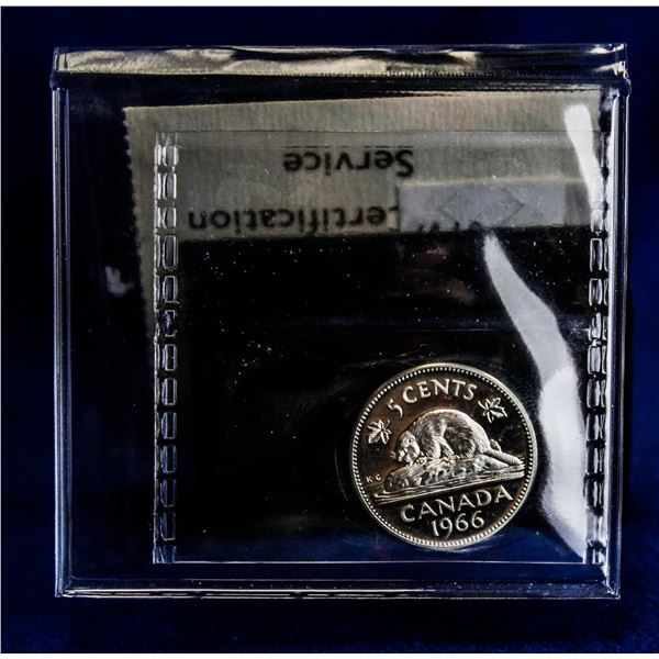 1966 CANADA 5 CENT ICCS CERTIFIED PL64 HEAVY CAMEO