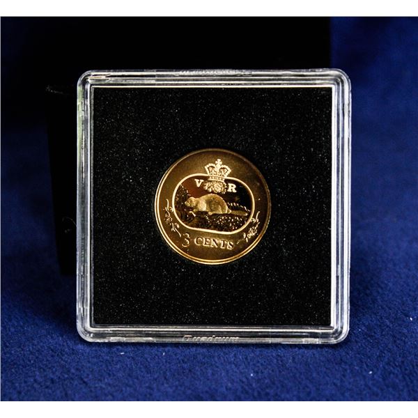 2001 GOLD PLATED SILVER 3 CENT COIN