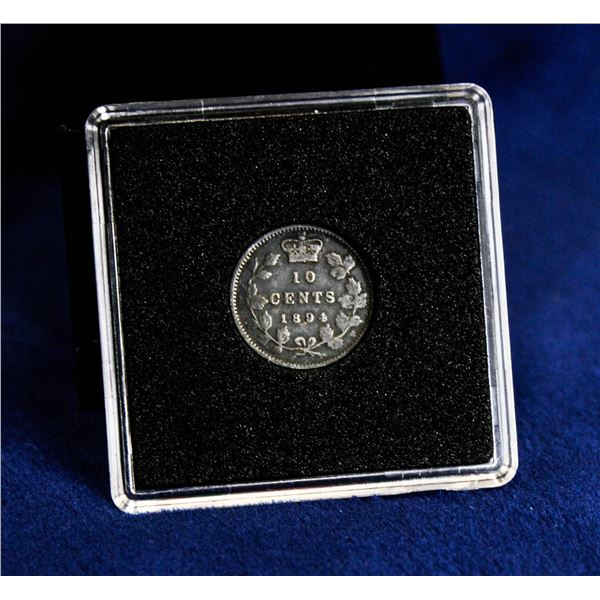 LOW MINTAGE 1894 SILVER CANADA 10 CENT