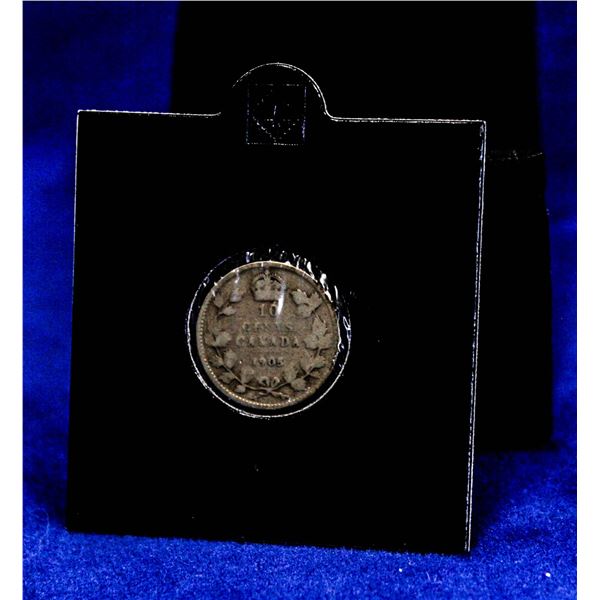 LOWER MINTAGE 1905 CANADA SILVER 10 CENT