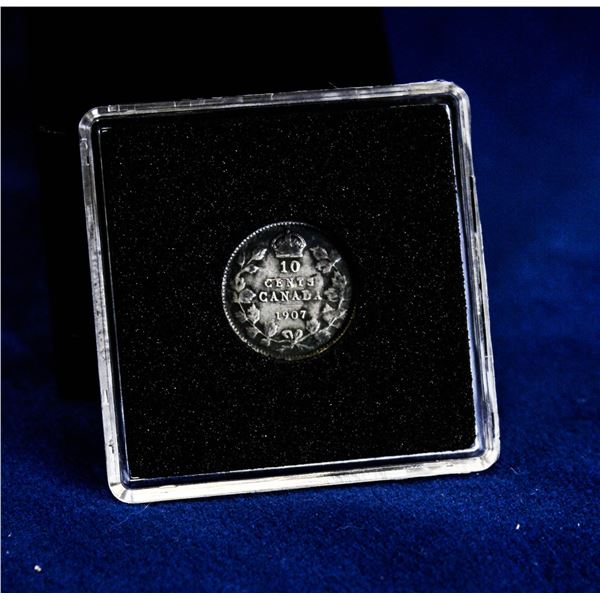 CHOICE 1907 EDWARDIAN CANADA SILVER 10 CENT
