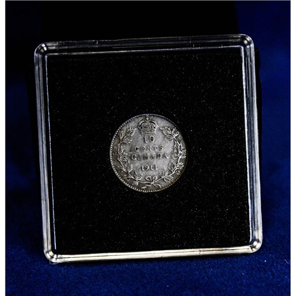 1911 "GOD LESS" OBVERSE SILVER CANADA 10 CENT
