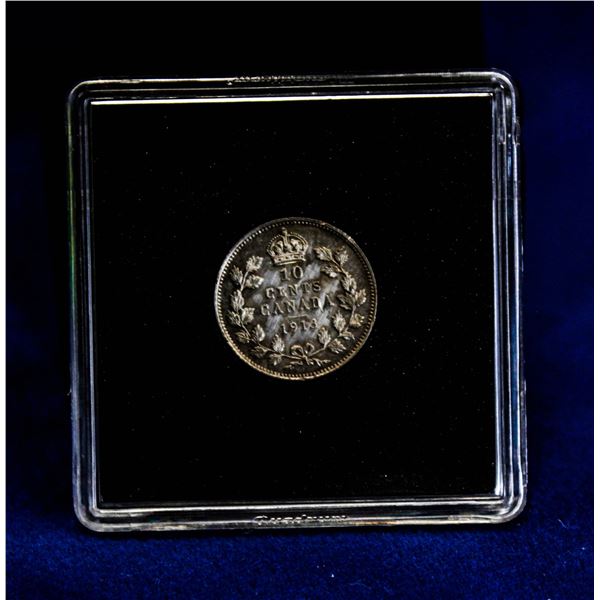 1913 SM LEAVES TY2 CANADA 10 CENT XF-AU CONDITION