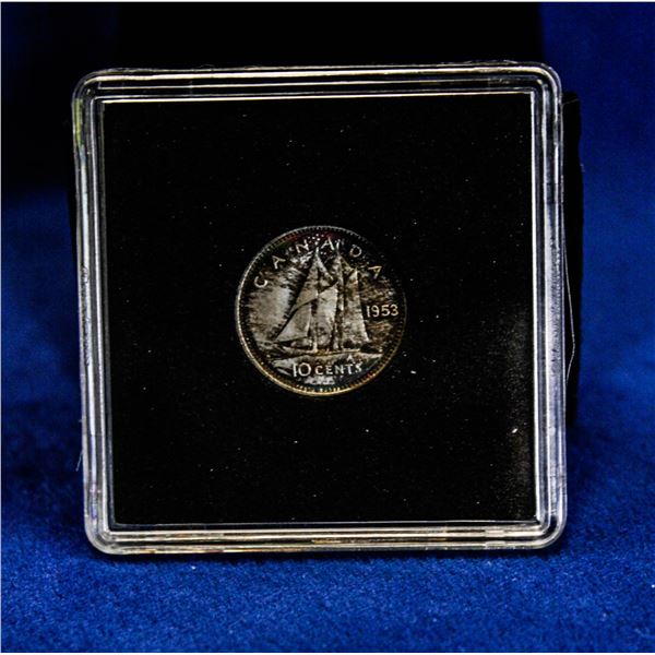 CHOICE MINTSTATE 1953 SILVER CANADA 10 CENT