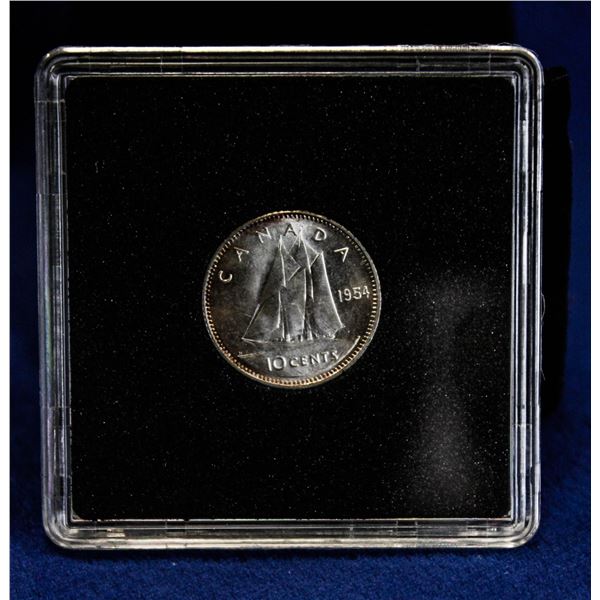 UNCIRCULATED 1954 CANADA SILVER 10 CENT