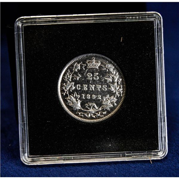 1892 F-VERY FINE CONDITION CANADA 25 CENT