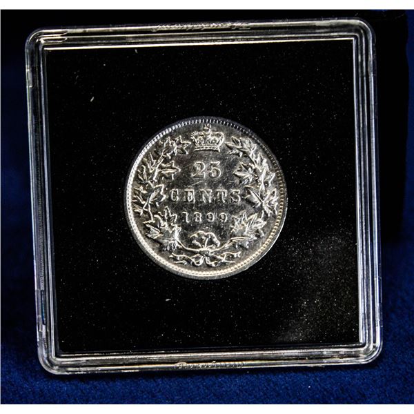 1899 F-VERY FINE CONDITION CANADA 25 CENT