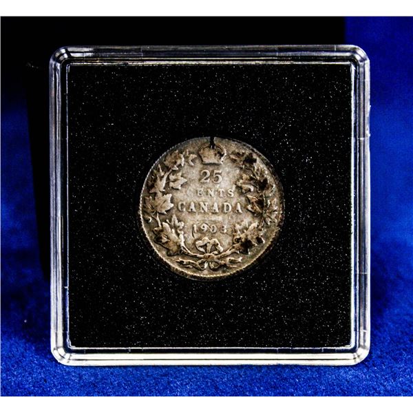 1903 EDWARDIAN CANADA SILVER 25 CENT