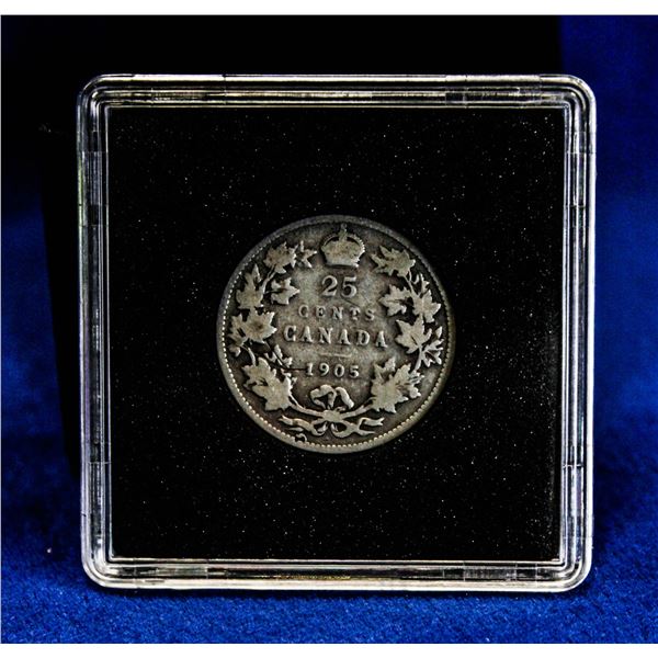 1905 EDWARDIAN CANADA SILVER 25 CENT