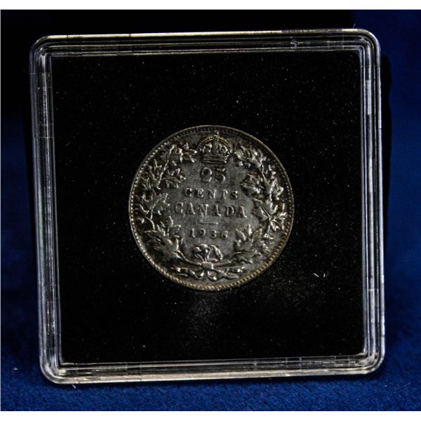 1936 CANADA SILVER 25 CENT VERY FINE CONDITION