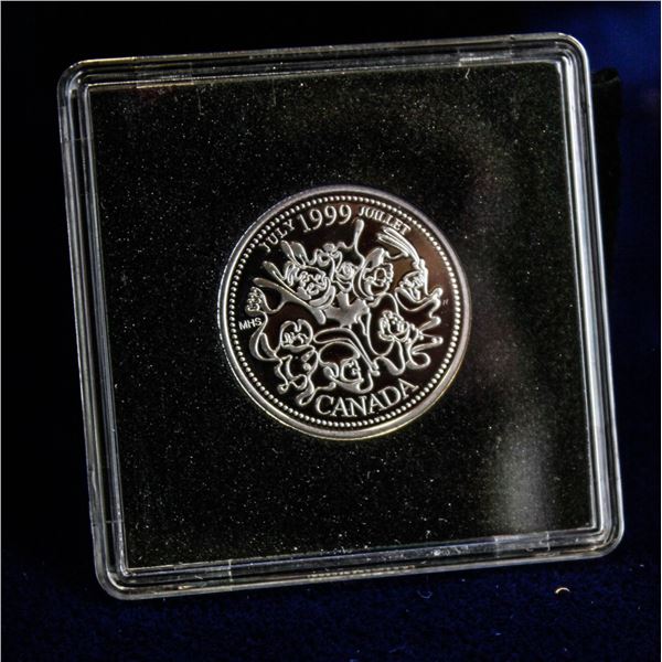 1999 PROOF SILVER CANADA 25 CENT "JULY"
