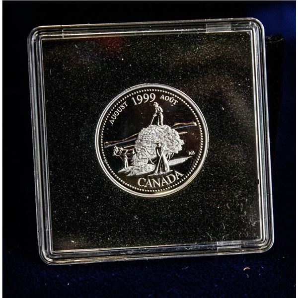 1999 PROOF SILVER CANADA 25 CENT "AUGUST"