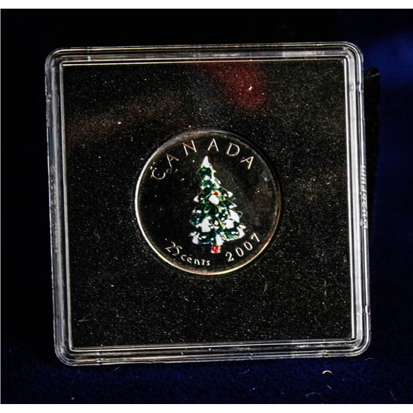 2007 COLORIZED TREE CANADA 25 CENT
