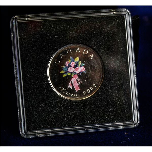 2007 BOUQUET COLORIZED CANADA 25 CENT.