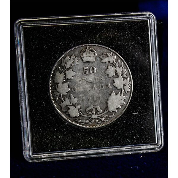 1911 "GOD LESS" OBVERSE SILVER CANADA 50 CENT