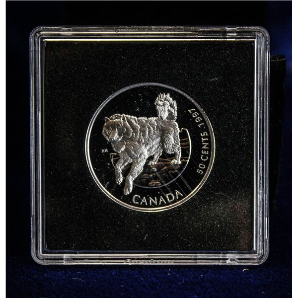 1997 DOGS OF CANADA STERLING SILVER 50 CENT