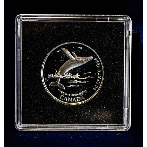 1998 WHALES OF CANADA STERLING SILVER 50 CENT
