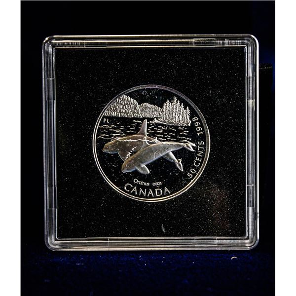 1998 WHALES OF CANADA STERLING SILVER 50 CENT
