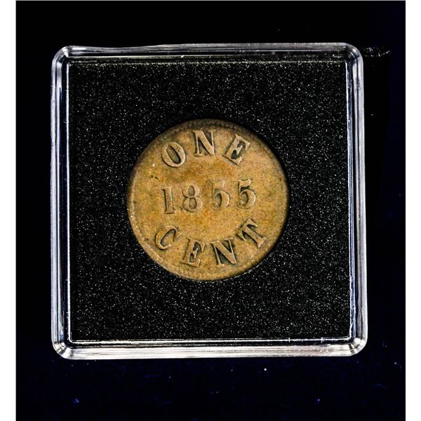 PEI 1855 1 CENT RE-CUT 5'S FISHERIES & AG.