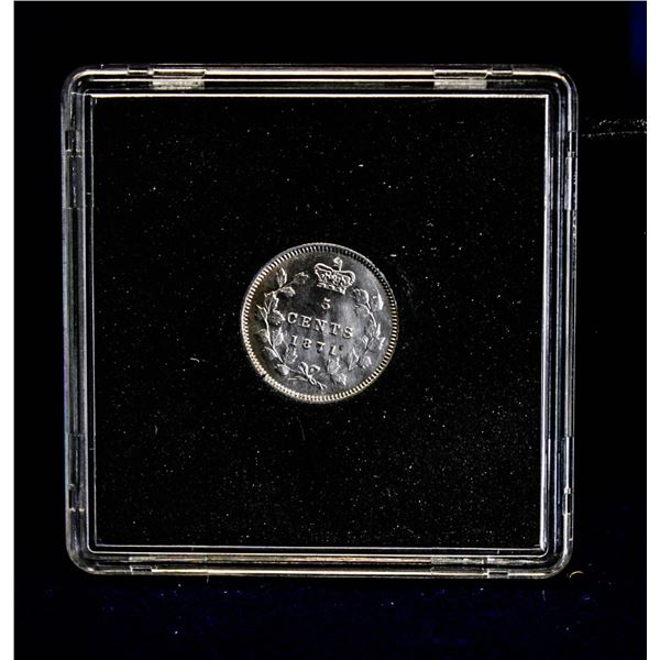 HIGH GRADE 1871 CANADA SILVER 5 CENT ABOUT UNC