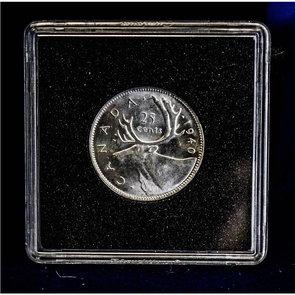 1940 AU-UNC CANADA SILVER 25 CENT