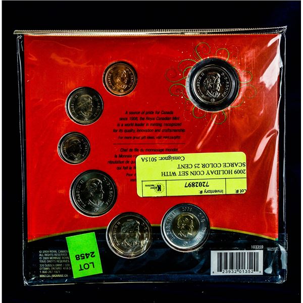 2009 HOLIDAY COIN SET WITH SCARCE COLOR 25 CENT
