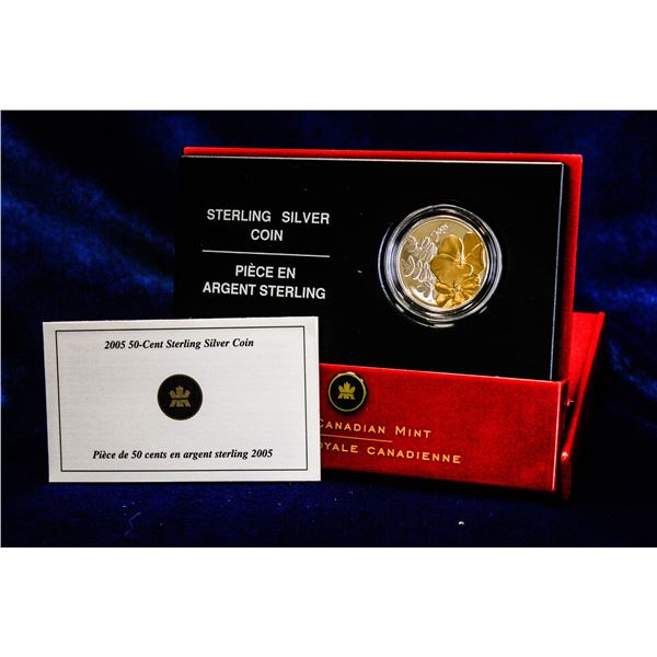 2005 50 CENT .925 SILVER GOLD PLATED ROSE