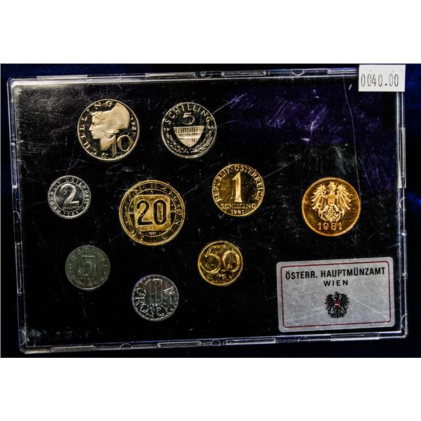 1981 AUSTRIA PROOF FINISH 8 COIN SET IN CASE W/