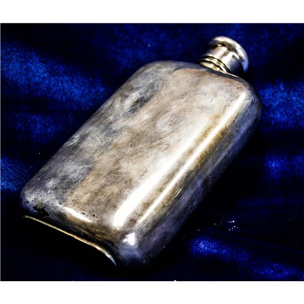 SOLID SILVER VINTAGE RODEN  SILVER FLASK 143G