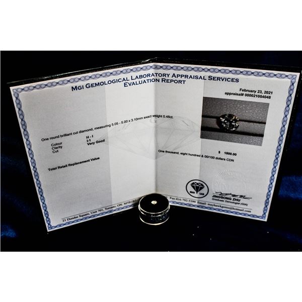 .48 CARAT NATURAL DIAMOND. CERTIFIED $1800.00