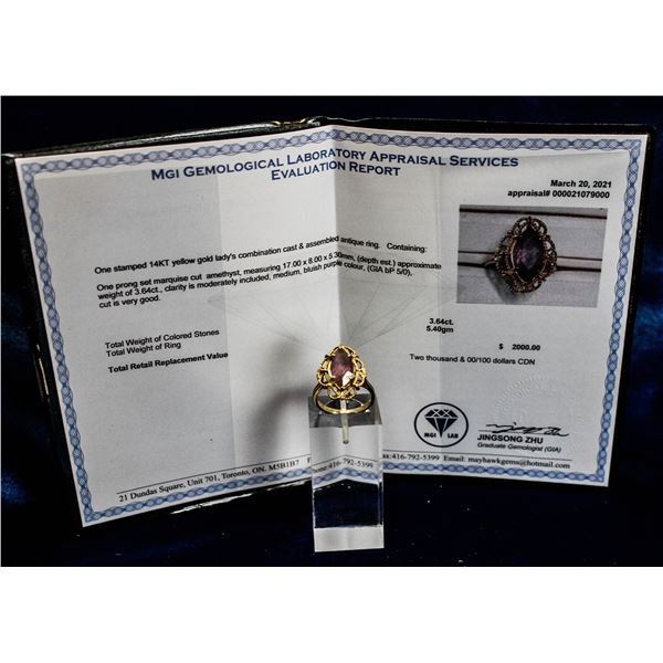 14K GOLD ANTIQUE AMETHYST RING $2000.00