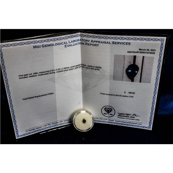 .45 CARAT PEAR CUT IOLITE GEMSTONE $300.00