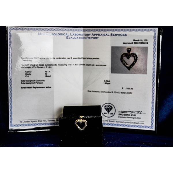 14K YELLOW GOLD DIAMOND PENDANT $1100.00