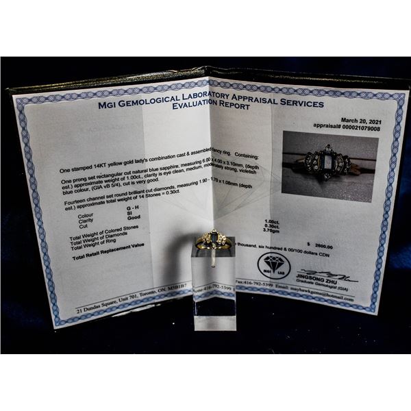 14K GOLD DIAMOND SAPPHIRE RING $2800.00
