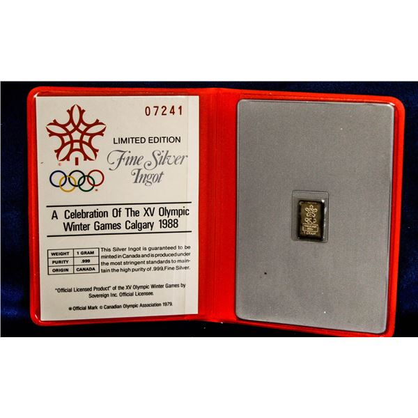 CALGARY 1988 SOLID SILVER OFFICIAL INGOT