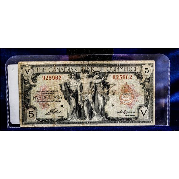 CANADIAN BANK OF COMMERCE 1935 $5 BANKNOTE