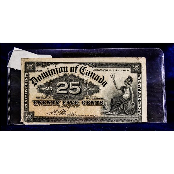 1900 ISSUE CANADA 25 CENT "SHINPLASTER"